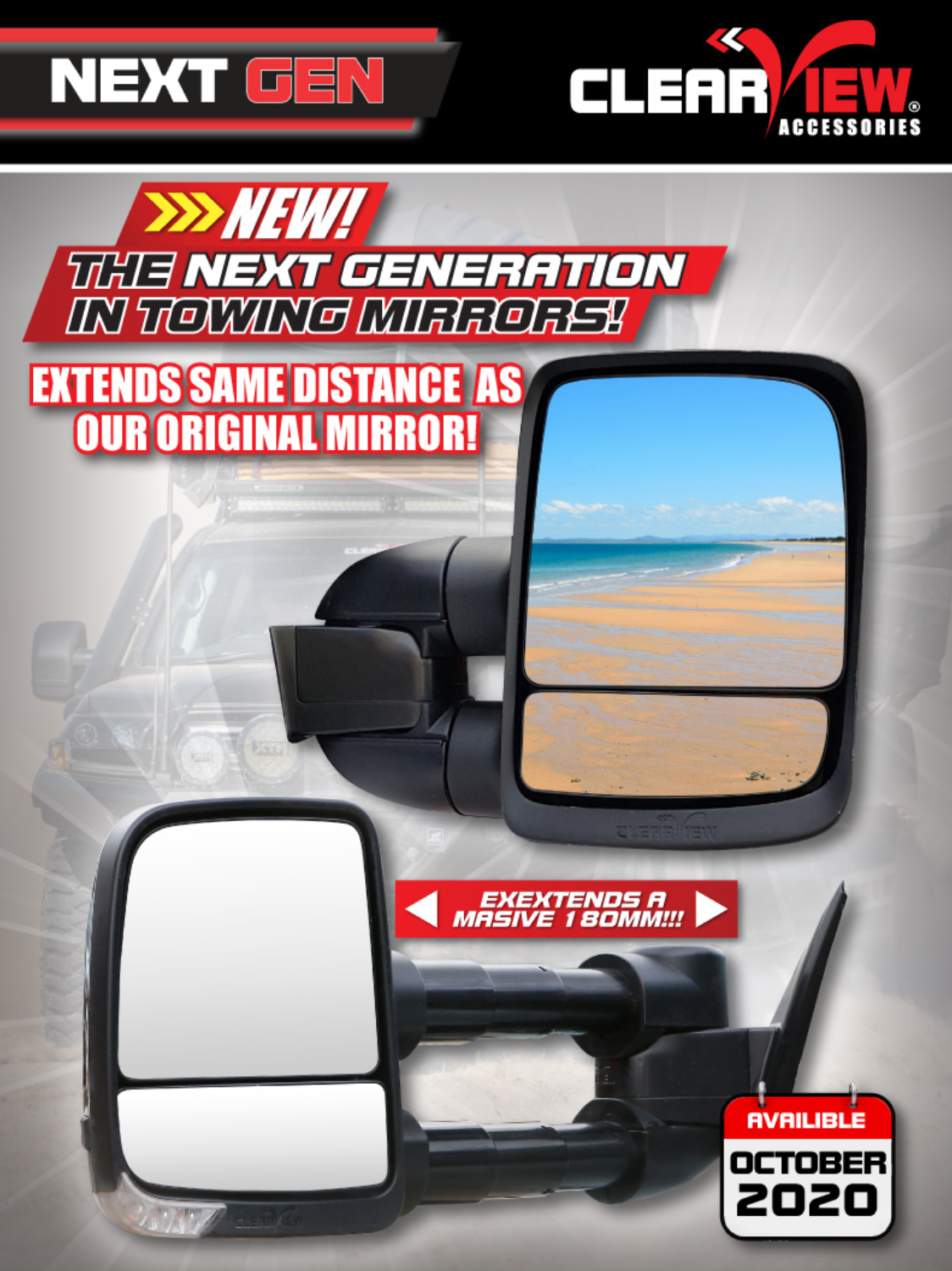 Clearview Compact Towing Mirrors Hall, Clear View Mirrors